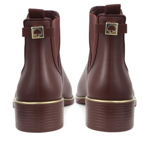 NWT Cherrywood (Burgundy) Kate Spade Rain Booties shoes sales. No box. - Picture 2 of 4